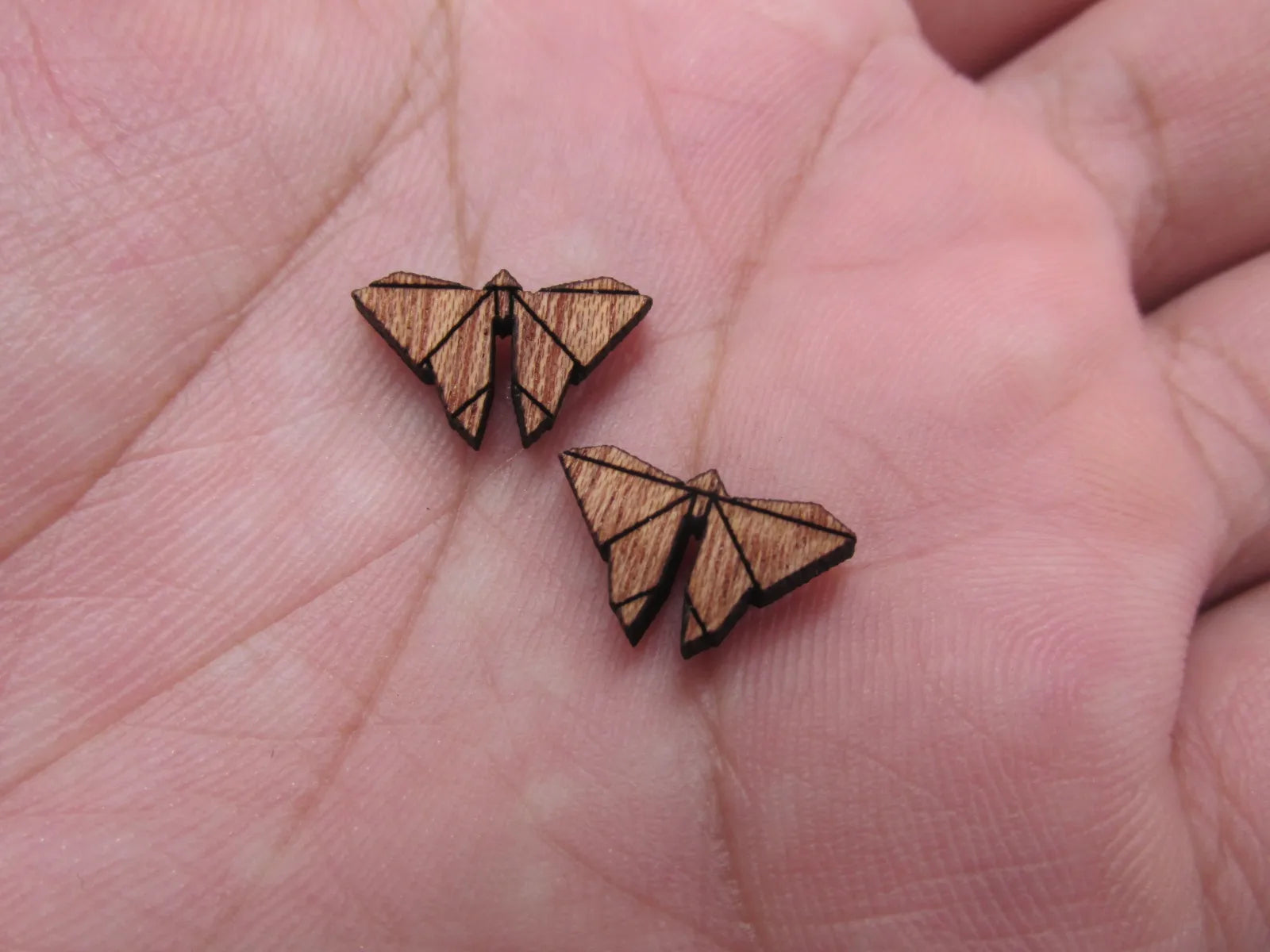 5 Pair Geometric Origami Unfinished Blank Wood Cabochon Insect Butterfly Wooden Cutout Shapes For DIY Stud Earrings Supplies