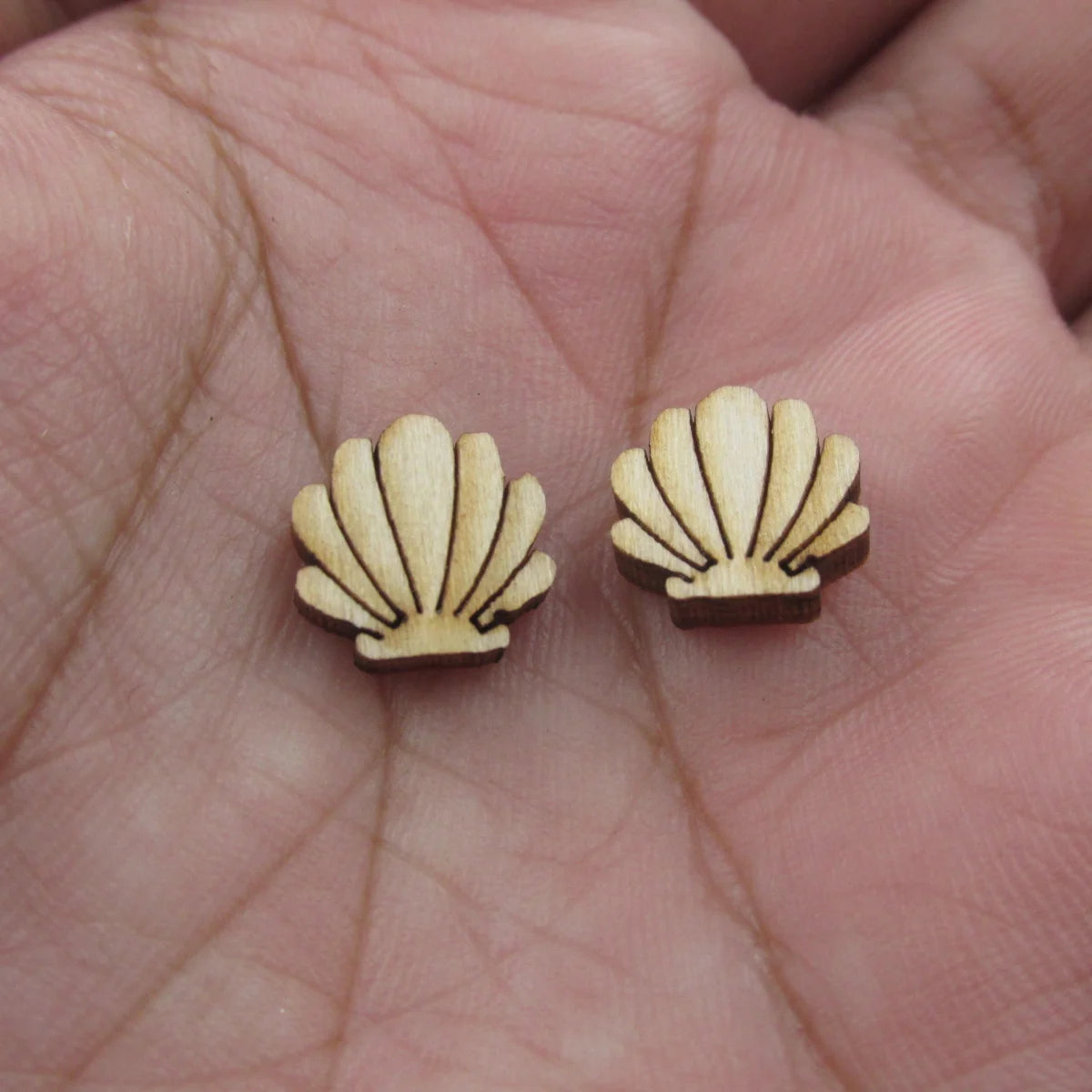 5Pair Unfinished Blank Wooden Summer Beach Seashell Round Conch Sheall Cabochon Post Sand Dollar Earrings Stud