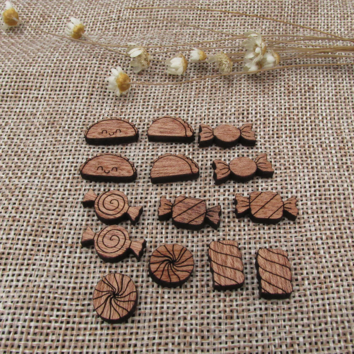 5 Pair Unfinished Blank Foods Wood Cabochon Candy Wooden Shape Charms Pendant For DIY Jewerly Earrings Suppliers