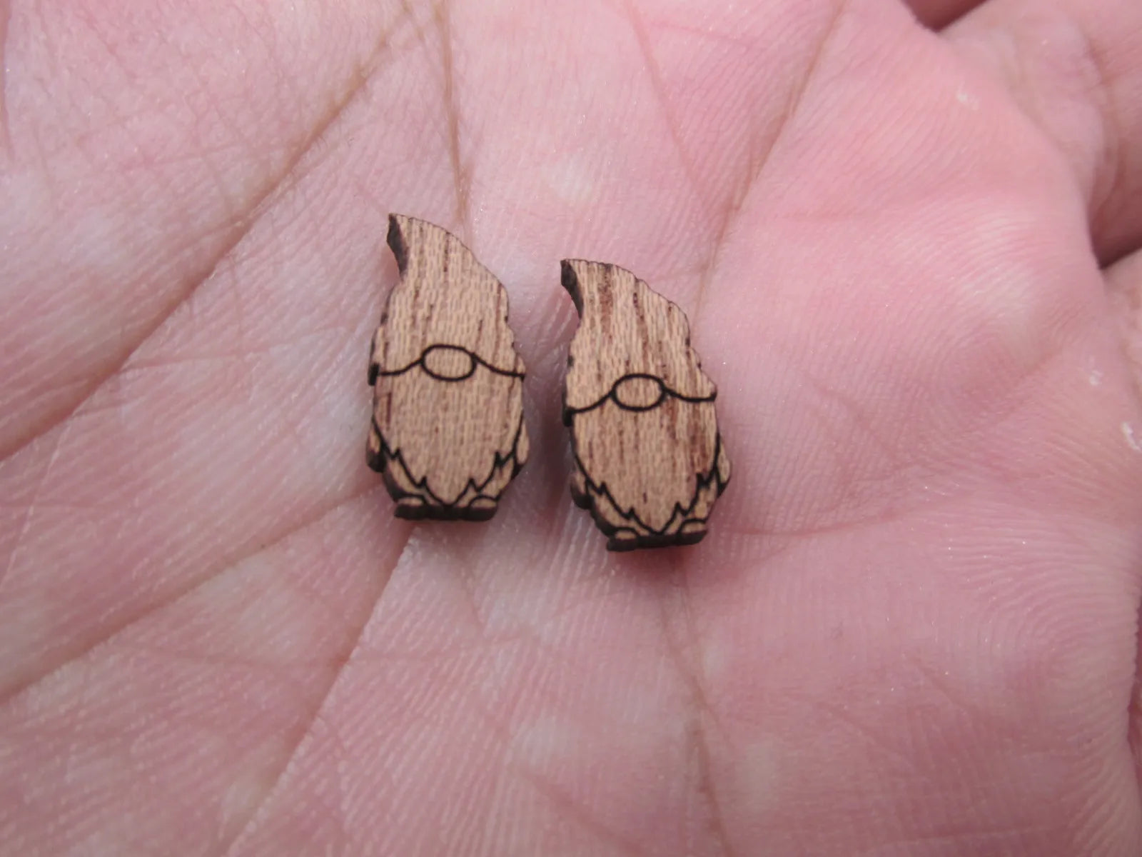 5 Pair Unfinished Blank MINI Wood Cabochon Christmas Gnomes Wooden Cutout Shapes For DIY Stud Earrings Supplies