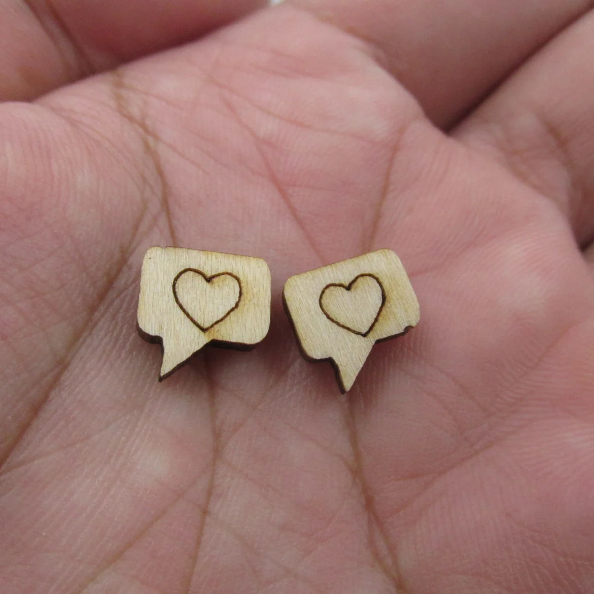 5 Pair Unfinished Blank Wooden Cabochon Valentines Day Truck Happy Face Speech Bubble Post Love Letter Wood Earrings Stud