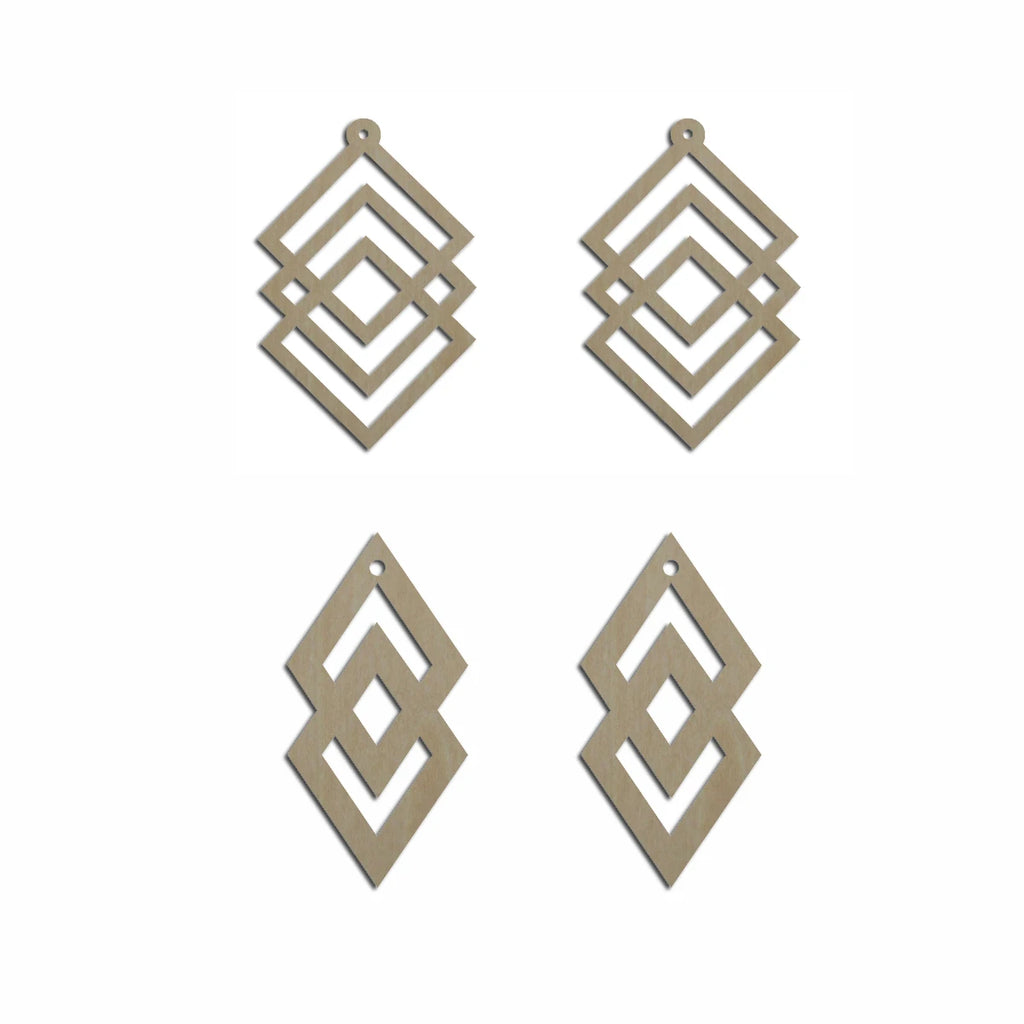 10pcs Unfinished Wood Blank Laser Cut Geometric Diamond Shape Macrame Earring Part Findings Wholesale For DIY Jewelry Making