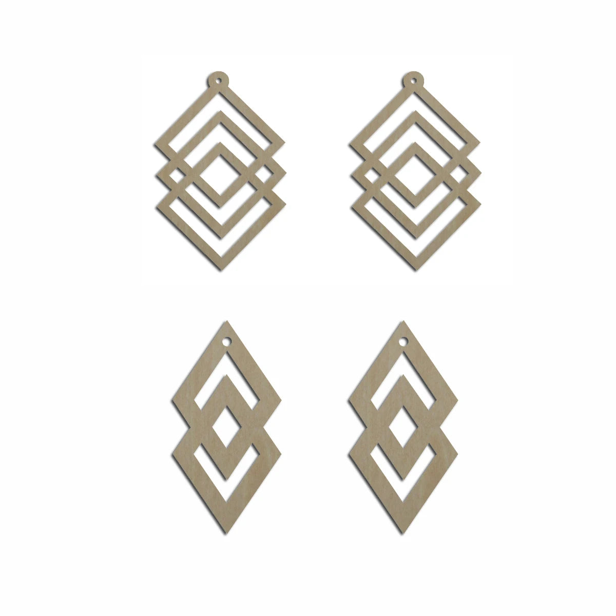 10pcs Unfinished Wood Blank Laser Cut Geometric Diamond Shape Macrame Earring Part Findings Wholesale For DIY Jewelry Making