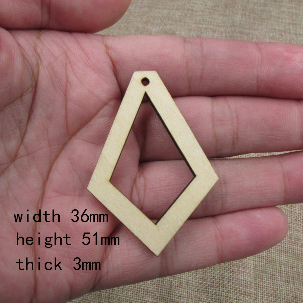 10pcs 2 inch Height Unfinished Wooden Blanks Tie Diamond Macrame DIY Earrings Findings Accessories Supplies