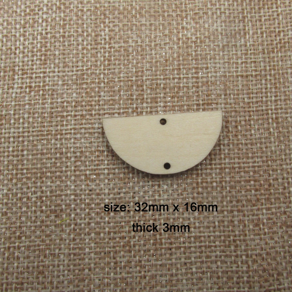 10 Pcs 32mm x 16mm Unfinished Blank Wooden Half Circle Shape Cutout Plywood Connector Jewelry Finding Supplies