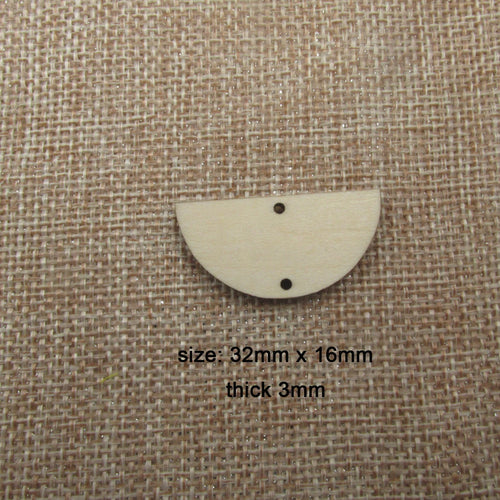 10 Pcs 32mm x 16mm Unfinished Blank Wooden Half Circle Shape Cutout Plywood Connector Jewelry Finding Supplies