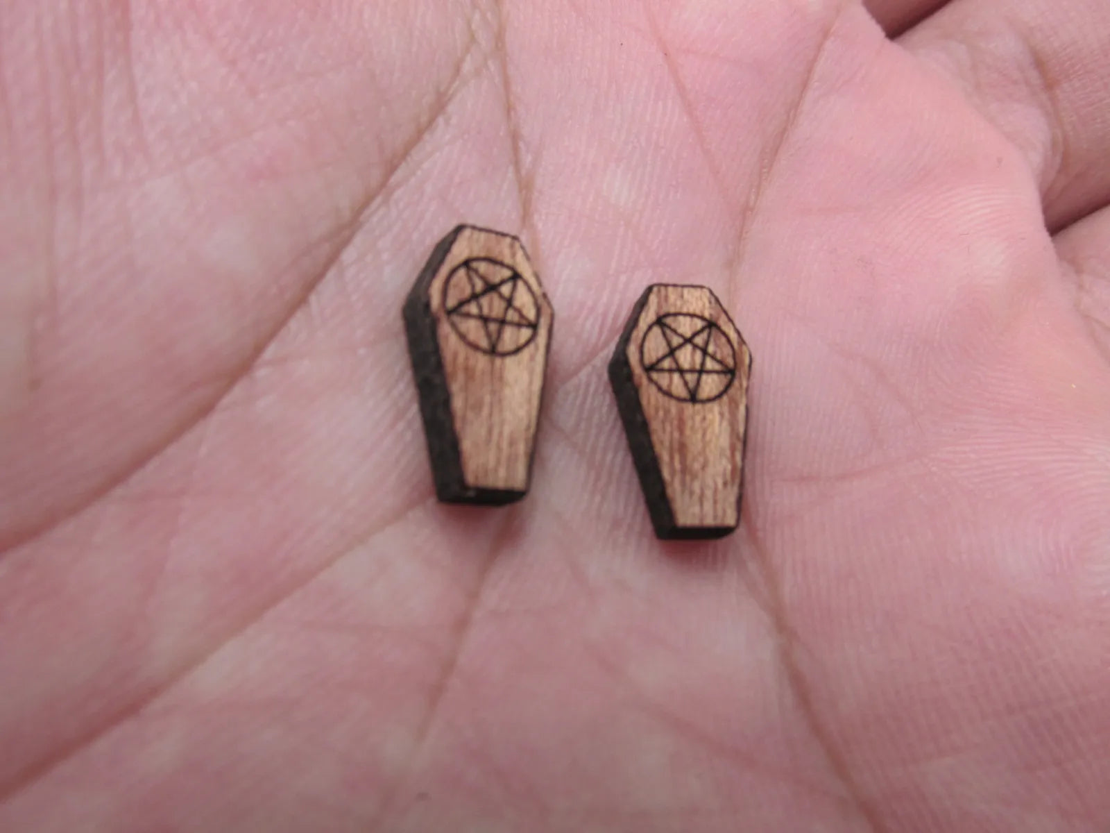 5 Pair Unfinished Blank Wood Cabochon Holidays Halloween Coffin Wooden Cutout Shapes For DIY Stud Earrings Supplies