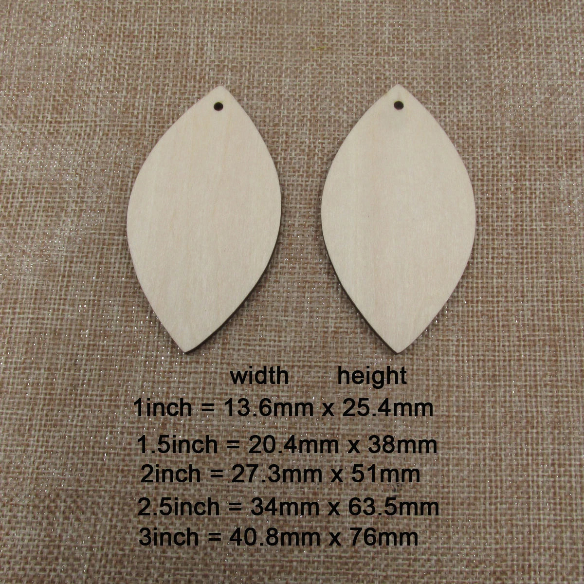 10pcs All Size DIY Unfinished Laser Cut Wood Earrings Blanks Geometric Wide Hollow Pointed Teardrop Shape For Jewelry