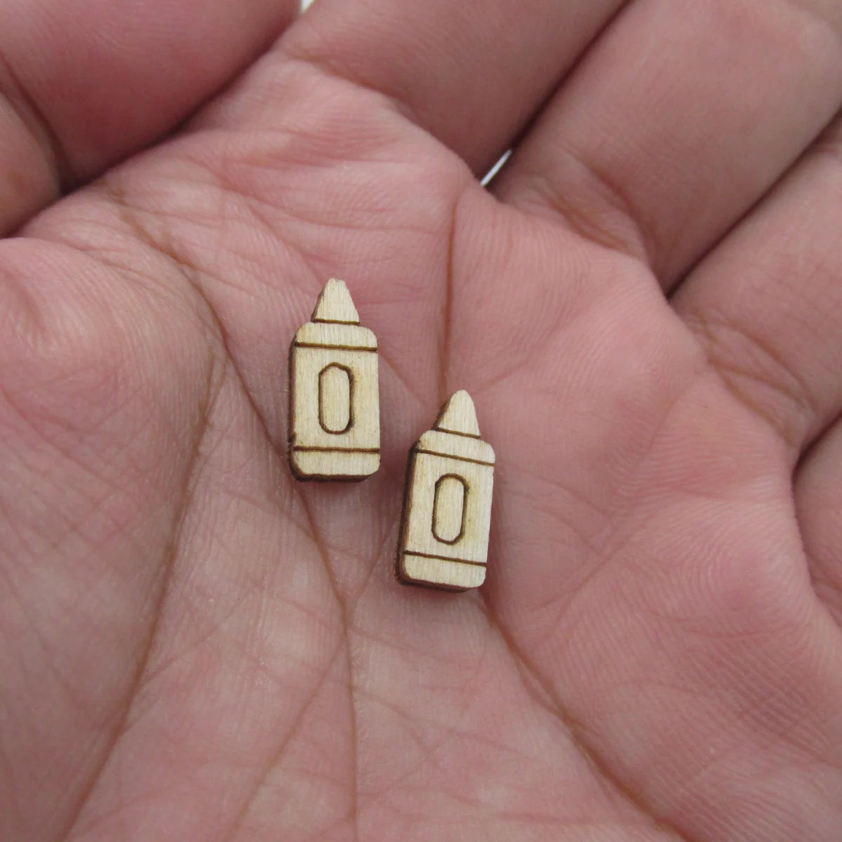 5 Pair Unfinished Blank Wood Cabochon Back to School Style Post Glue Crayon Pencil Earrings Stud Jewerly Findings