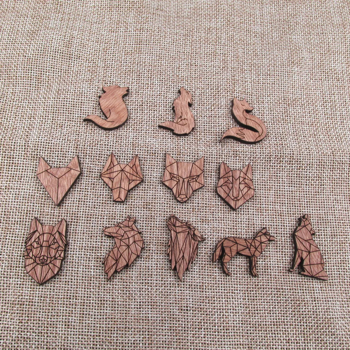 Unfinished Wooden Geometric Animal Wolf Head Part Accessory For Brooches Enamel Pin Coat Bag Jewelry Diy Making