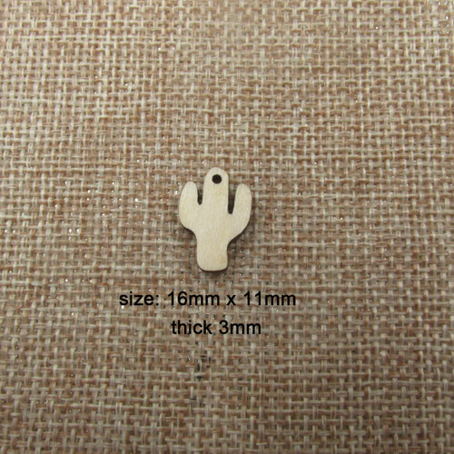 10 Pcs Unfinished Blank Wooden Plant Cactus Shape Cutout Plywood Connector Jewelry Earring Finding Supplies