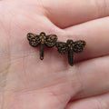 5 Pair Unfinished Wooden Cabochon Laser Cut Insect Dragonfly Jewerly Accessory For DIY Handmade Earring Stud