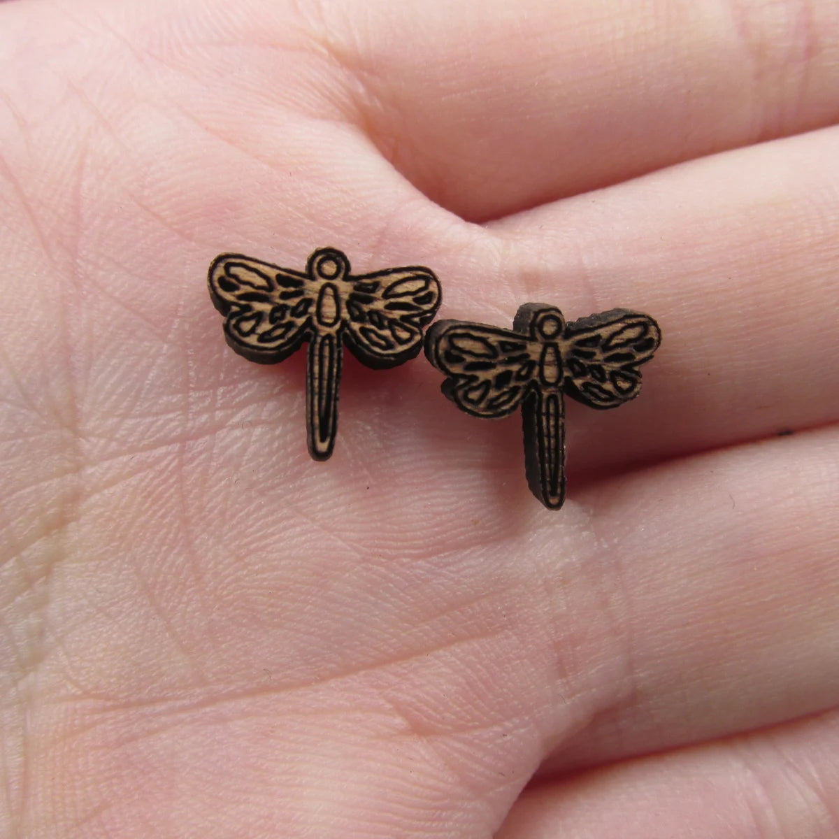 5 Pair Unfinished Wooden Cabochon Laser Cut Insect Dragonfly Jewerly Accessory For DIY Handmade Earring Stud