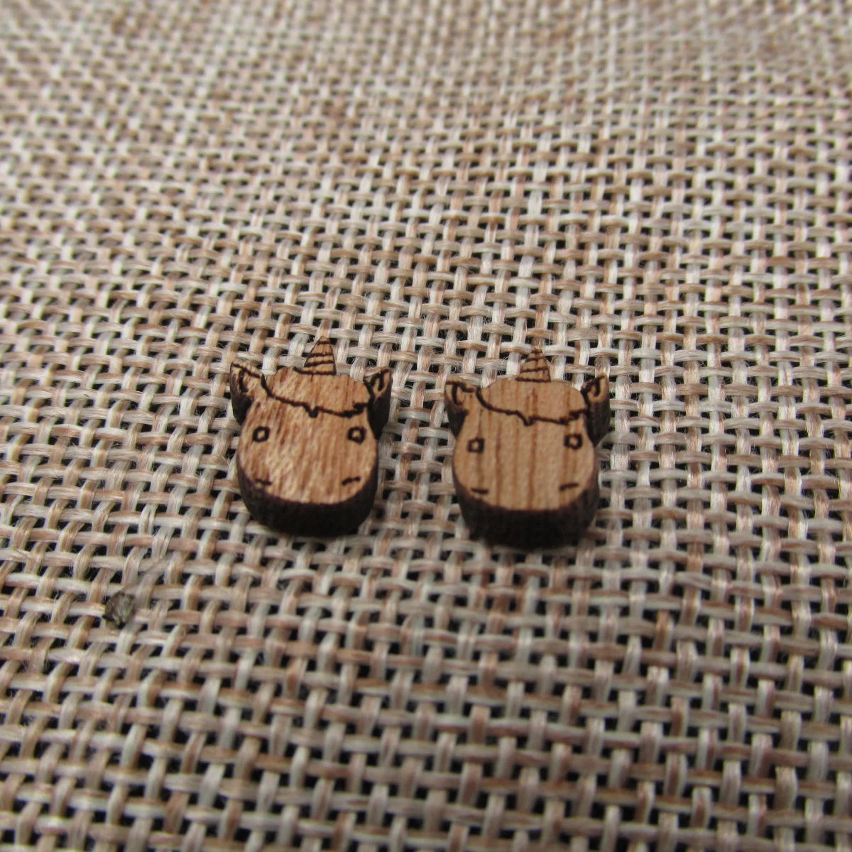 5 Pair Unfinished Blank Wood Cabochon Animal Horse Unicorn Wooden Cutout Shapes For DIY Stud Earrings Supplies