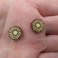 10pcs Unfinished Blank Tiny Sunflower Shape Mini Wood Stud Earring Sun Flowers Post Cabochon Charms