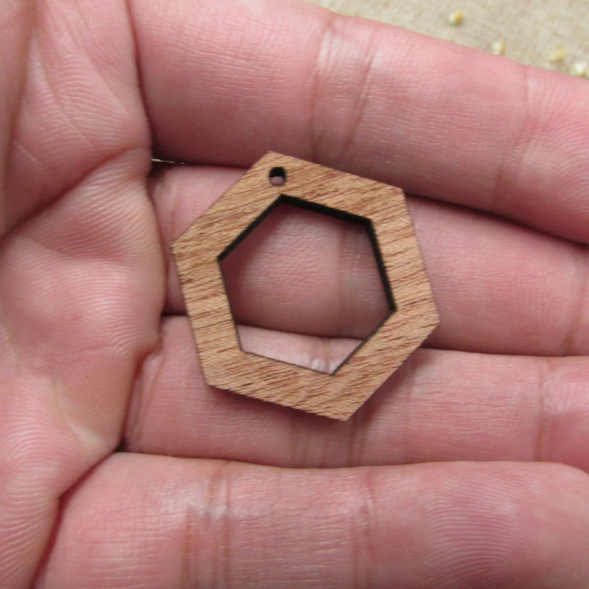 6pcs Unfinished Blank Wooden Hexagon Wood Shape Cutout Necklace Earring Pendant Connector For  DIY Making Jewelry