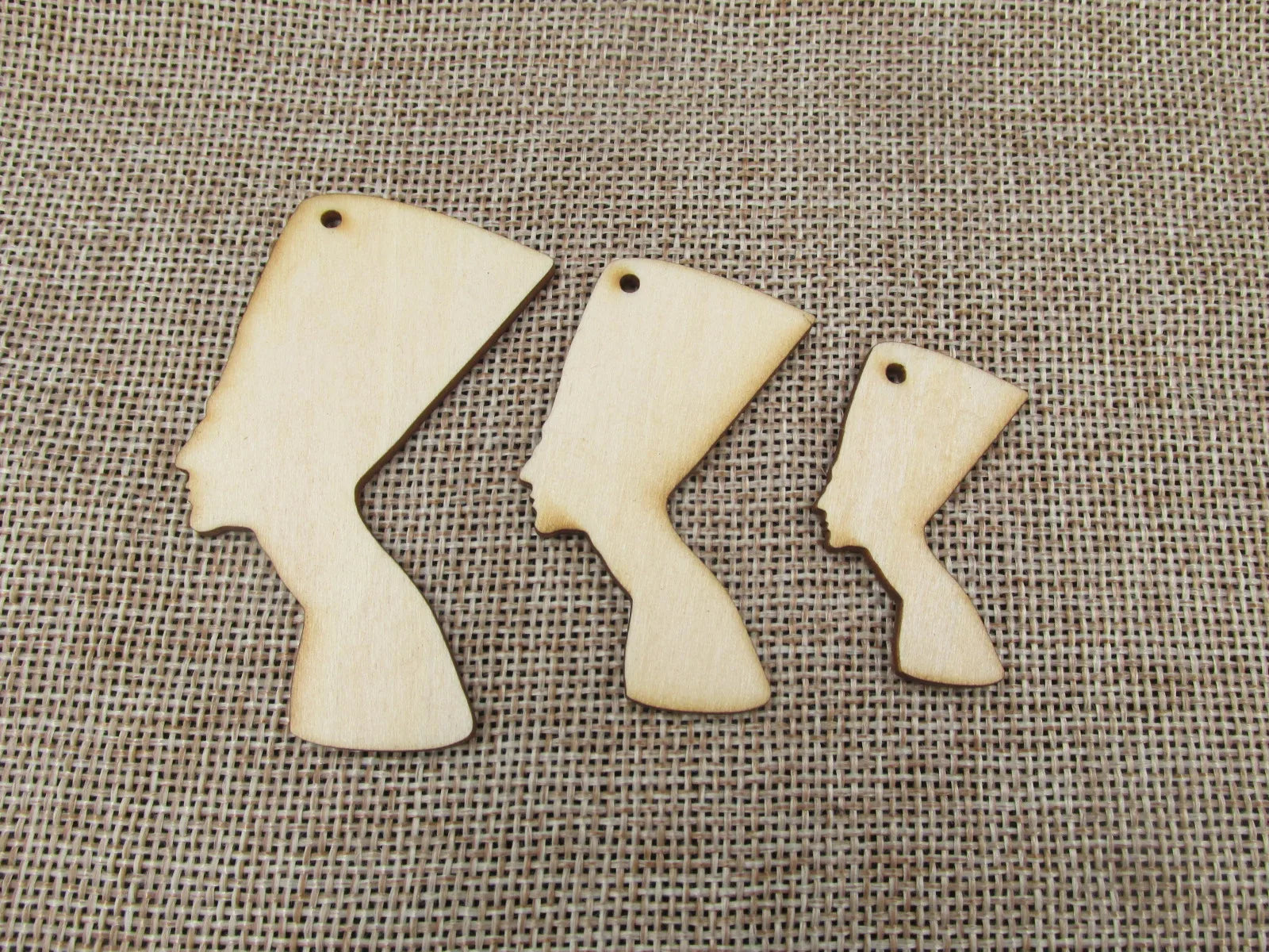 DIY Unfinished Wooden Earrings Blank Pendant African Girl Women Egyptian Queen Head Shapes For Jewelry Findings Components