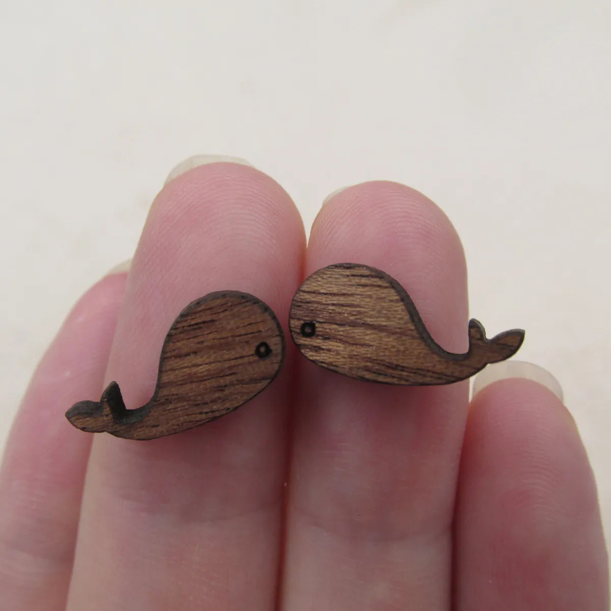 5 Pair Unfinished Wooden Cabochon Sea Animal whales Jewerly Accessory For DIY Handmade Earring Stud Pin