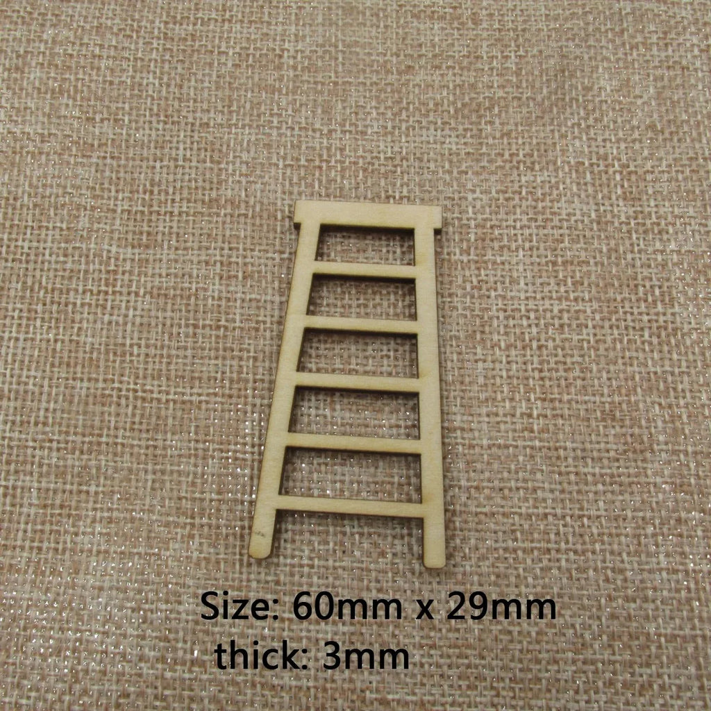 10Pcs Mini Wooden Step Ladder, Furniture Tools, Fairy Garden, Miniature Decor, Action Figurine, DIY Crafts, Unfinished Window