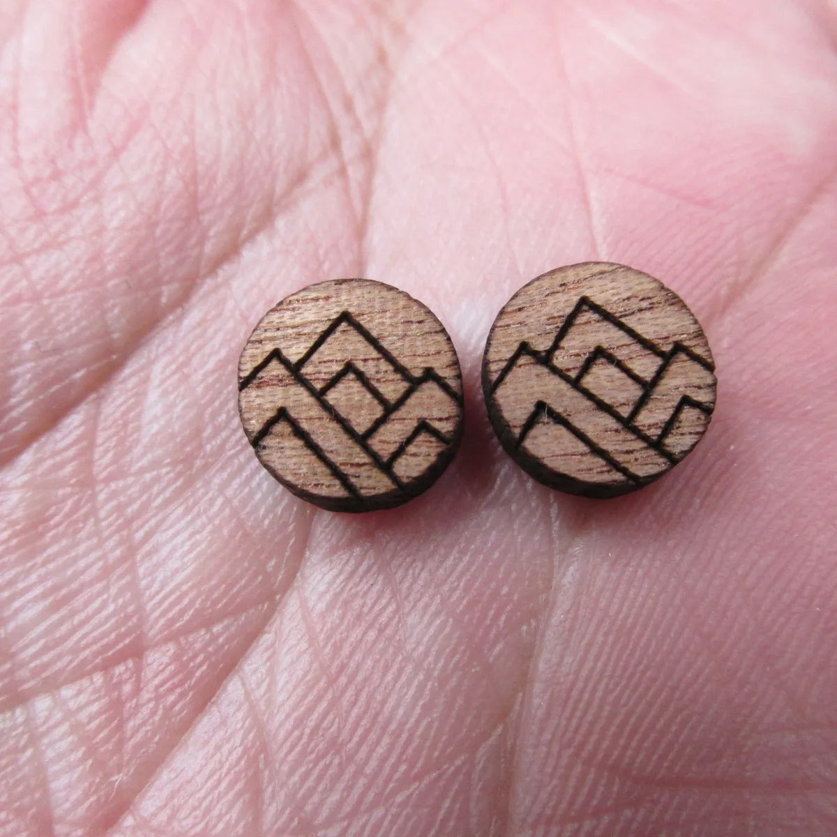 Unfinished Laser Engraved Wooden Mountain Cabochon Charms For Handmade DIY Craft  Earring Stud  Jewerly
