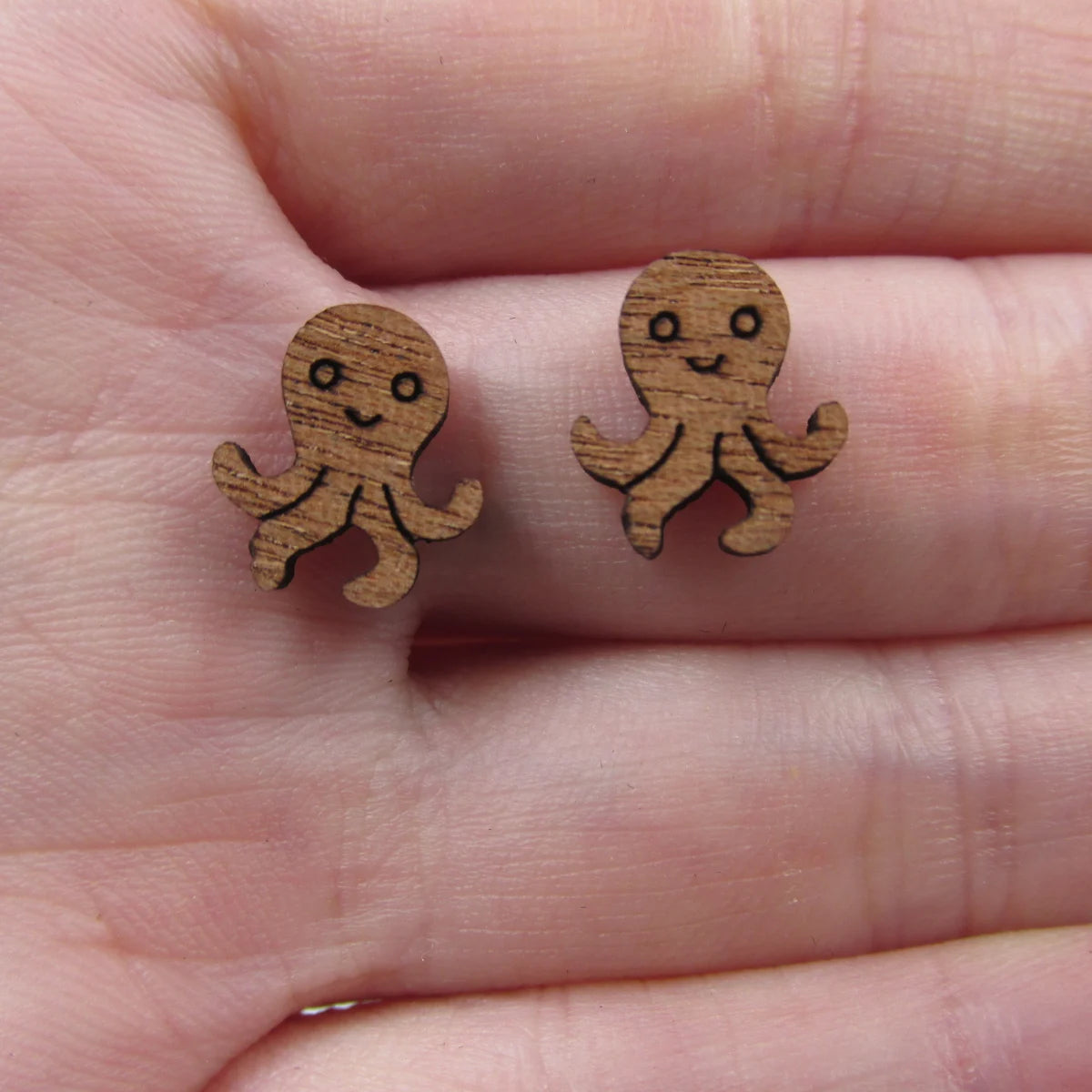 5 Pair Unfinished Blank Sea Animal Wooden Octopus Cabochon Charm Wood Shape Cutouts For DIY Craft  Earring