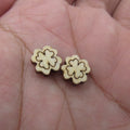 5 Pair Unfinished Blank Wooden 4 Leaf 3 Leaves Shamrock Fleur De Lis Cabochon Post Wood Earrings Stud St Patricks Day Gifts