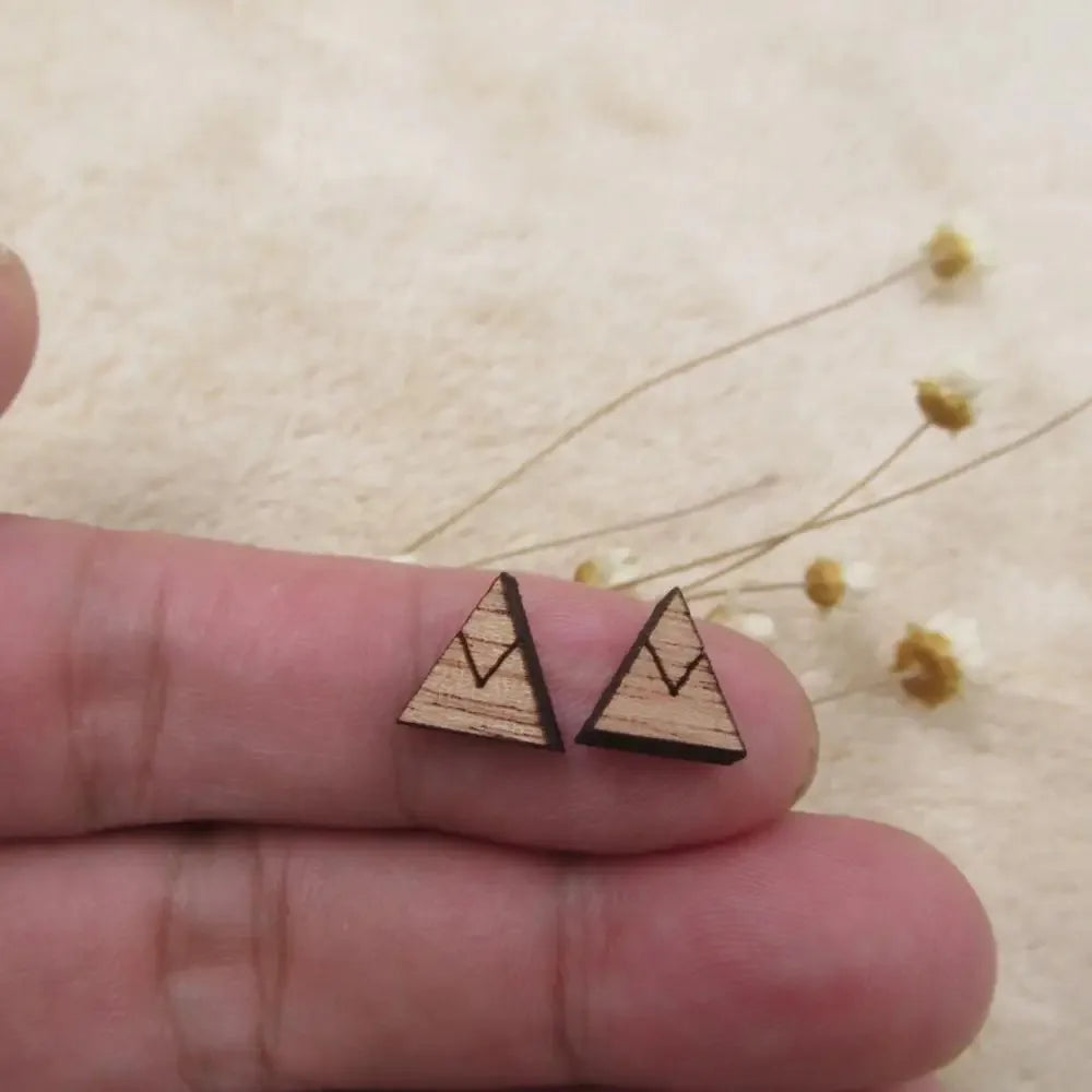 10pcs Unfinished Blank Wooden Geometric Triangular Mountain Shapes, DIY Wood Crafts Stud Earrings, Jewelry Making