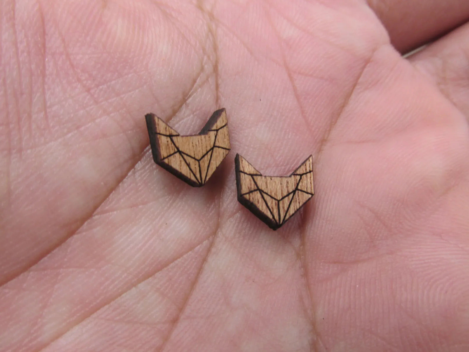 5pair Geometric Origami Unfinished BlankWooden Animal Fox Charm Wood Cabochon Foxes Pendant For DIY Earring Stud Supplies