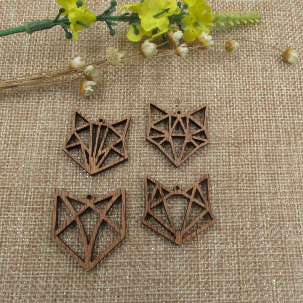 6pcs Unfinished Wooden Fox Charm Jewelry Accessories For Foxes Bracelet Necklace Pendant Craft Supplies Diy Finding