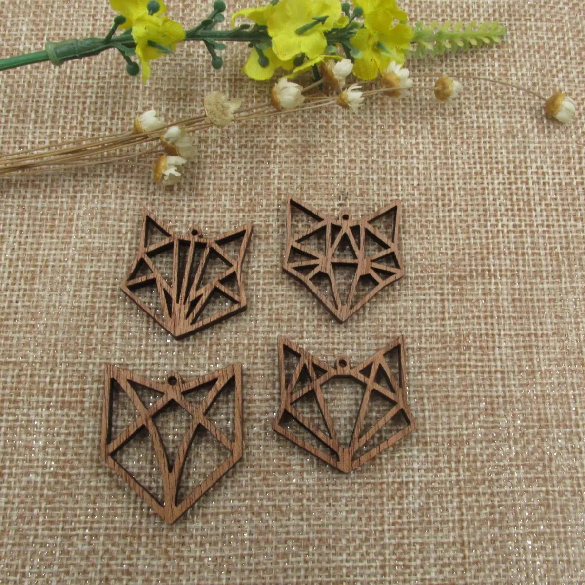 6pcs Unfinished Wooden Fox Charm Jewelry Accessories For Foxes Bracelet Necklace Pendant Craft Supplies Diy Finding