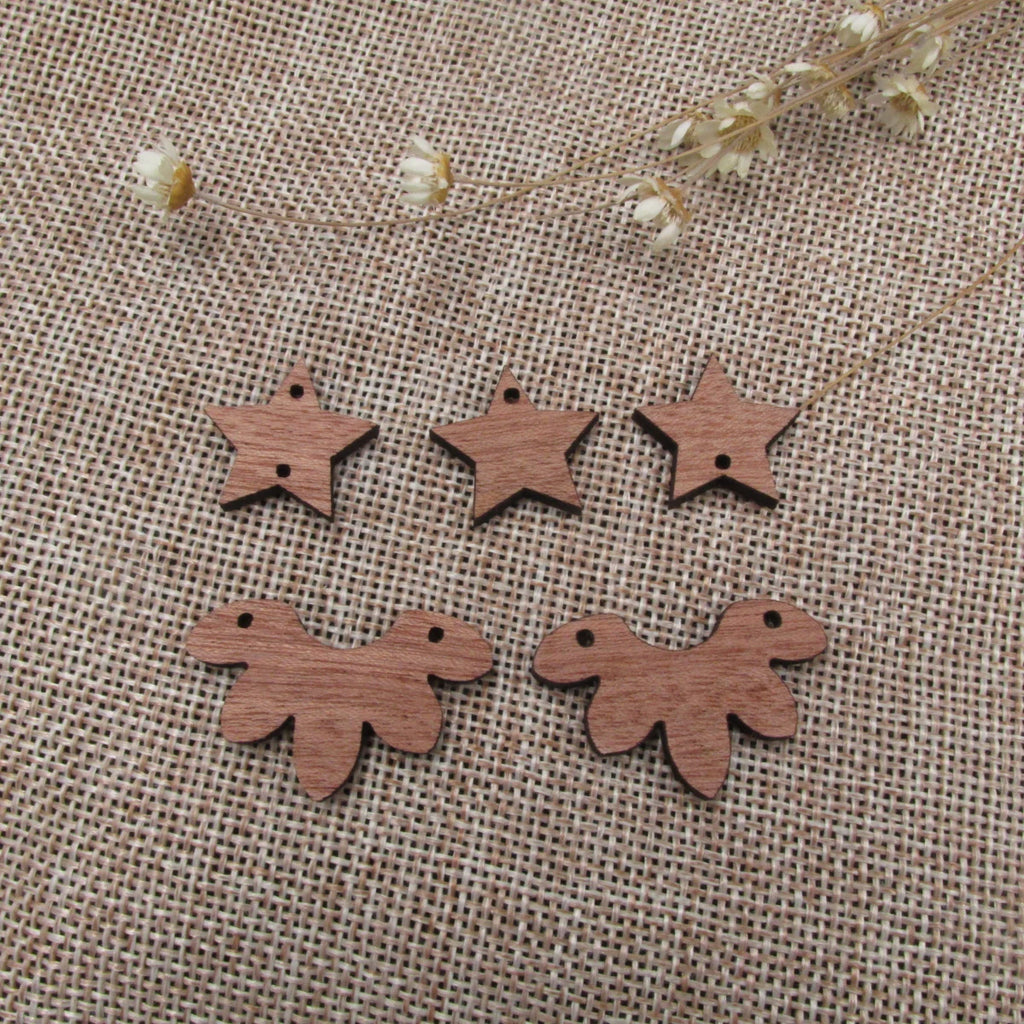 6 Pcs Unfinished Blank Wooden Lotus Star Wood Connector Shape Cutout For Necklace Earring Pendant DIY Making Jewelry