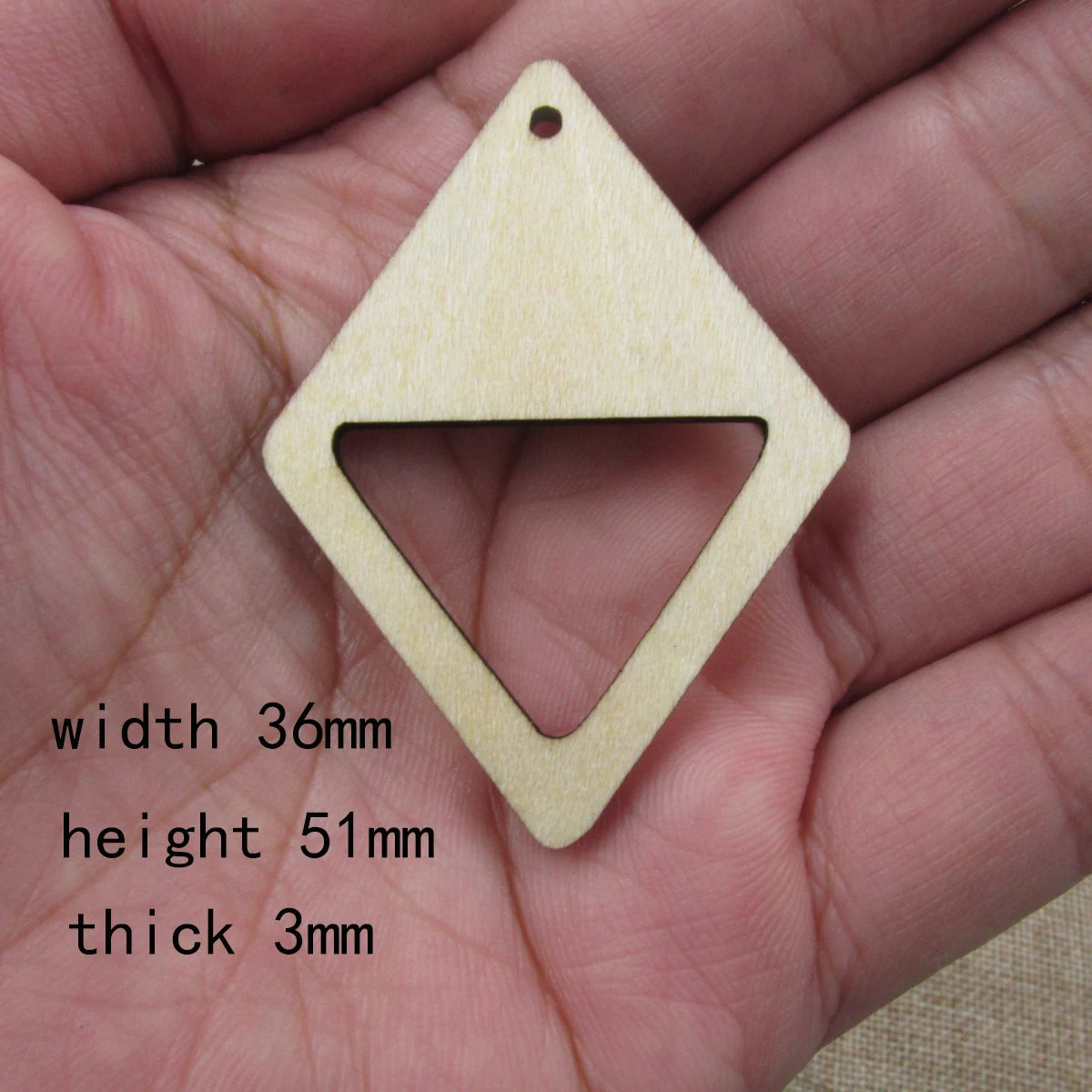 10pcs 2 inch Height Unfinished Wooden Blanks Tie Diamond Macrame DIY Earrings Findings Accessories Supplies
