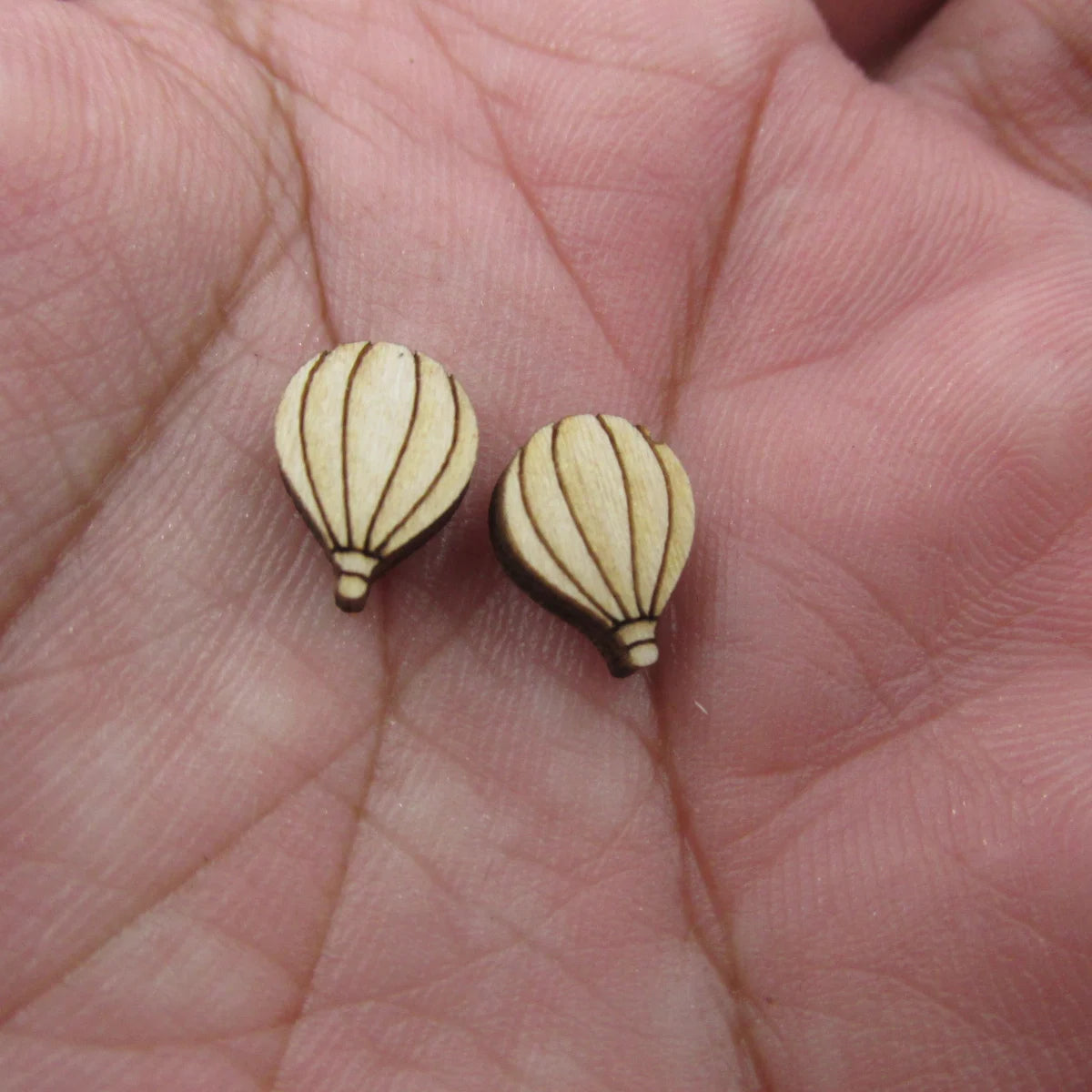 5Pair Unfinished Blank Wooden Summer Style Hot Air Balloon Cabochon Post Earrings Stud Jewerly Finding For Diy Wood Craft