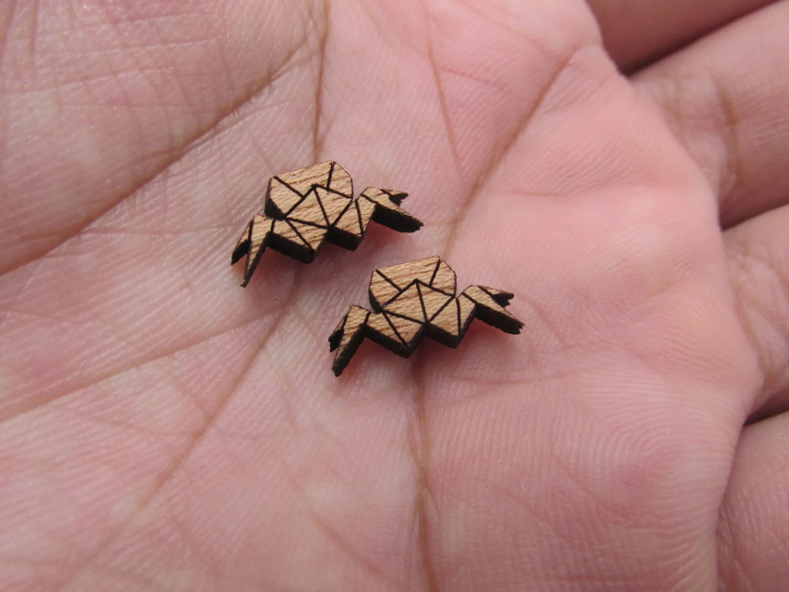 5 Pair Geometric Origami Unfinished Blank Wood Cabochon Sea Animal Crab Wooden Cutout Shapes For DIY Earrings Supplies