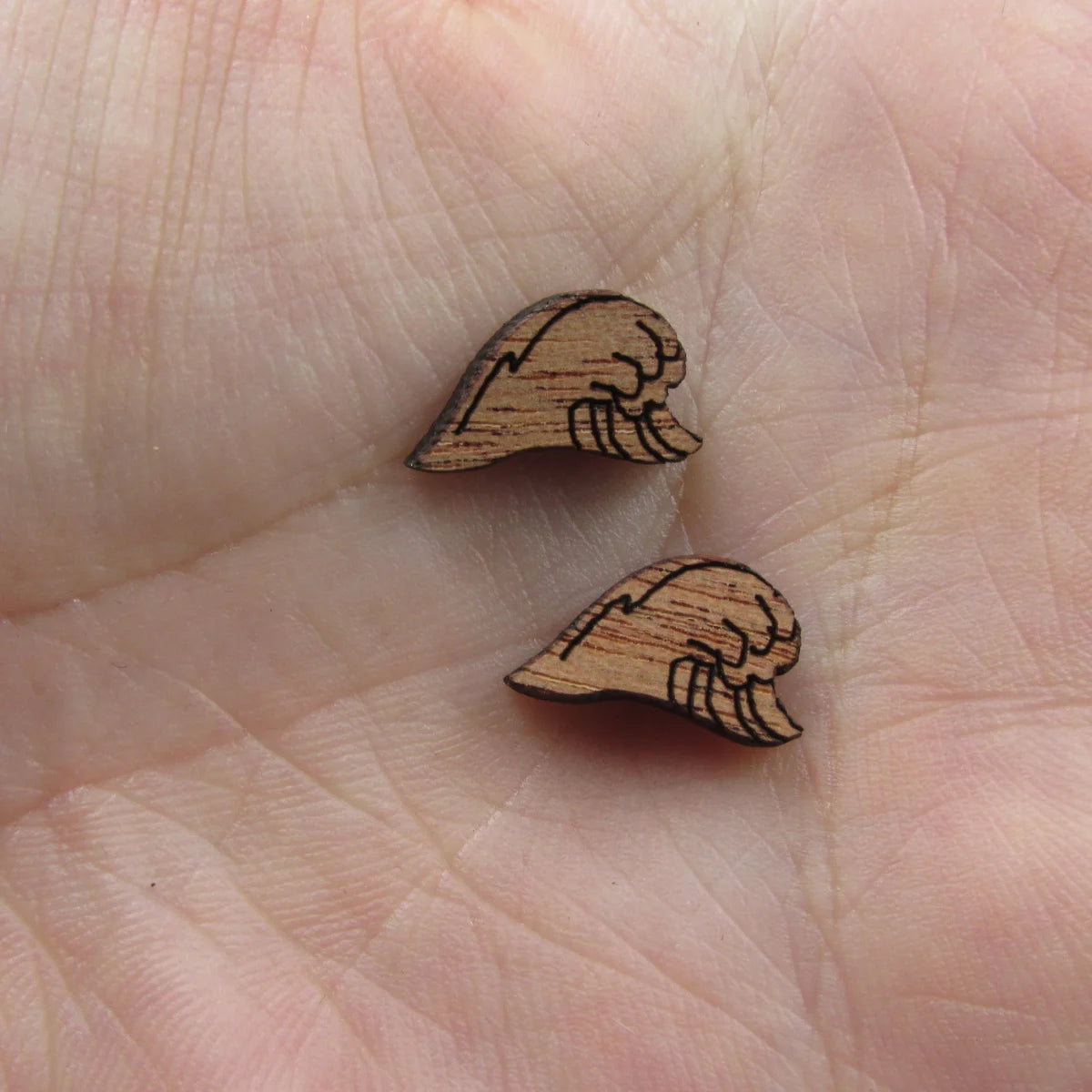 5 Pair Unfinished Blank Ocean Beach Wood Waves Shoe Wooden Cutout Shapes For DIY Stud Earrings Supplies
