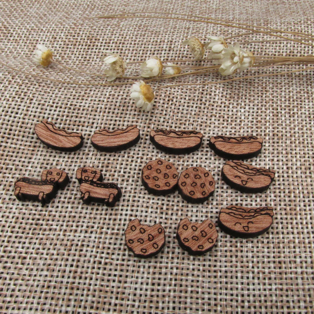 5 Pair Unfinished Blank Foods Wood Cabochon Taco Hot Dog Wooden Shape Charms Pendant For DIY Jewerly Earrings Suppliers
