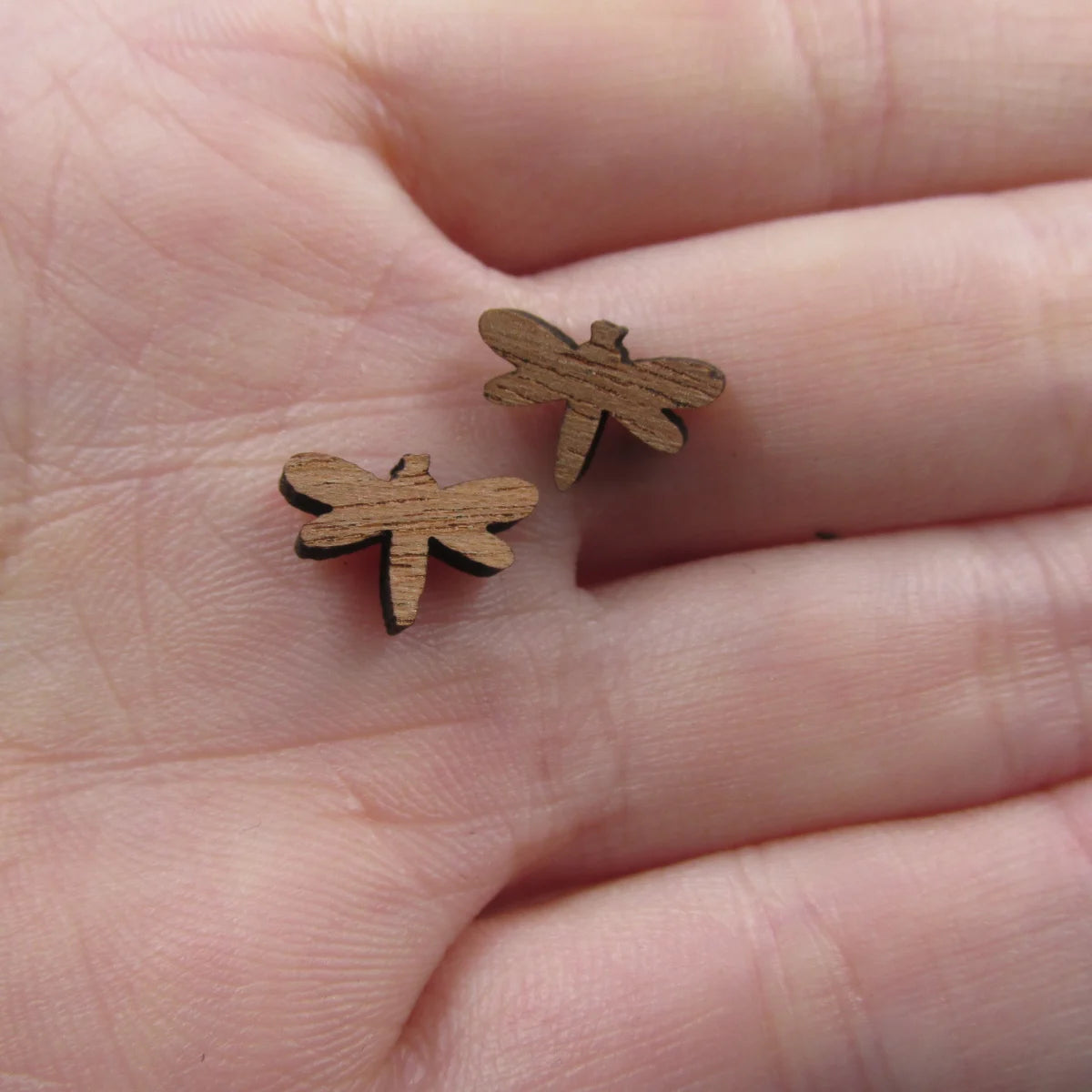 5 Pair Unfinished Wooden Cabochon Laser Cut Insect Dragonfly Jewerly Accessory For DIY Handmade Earring Stud
