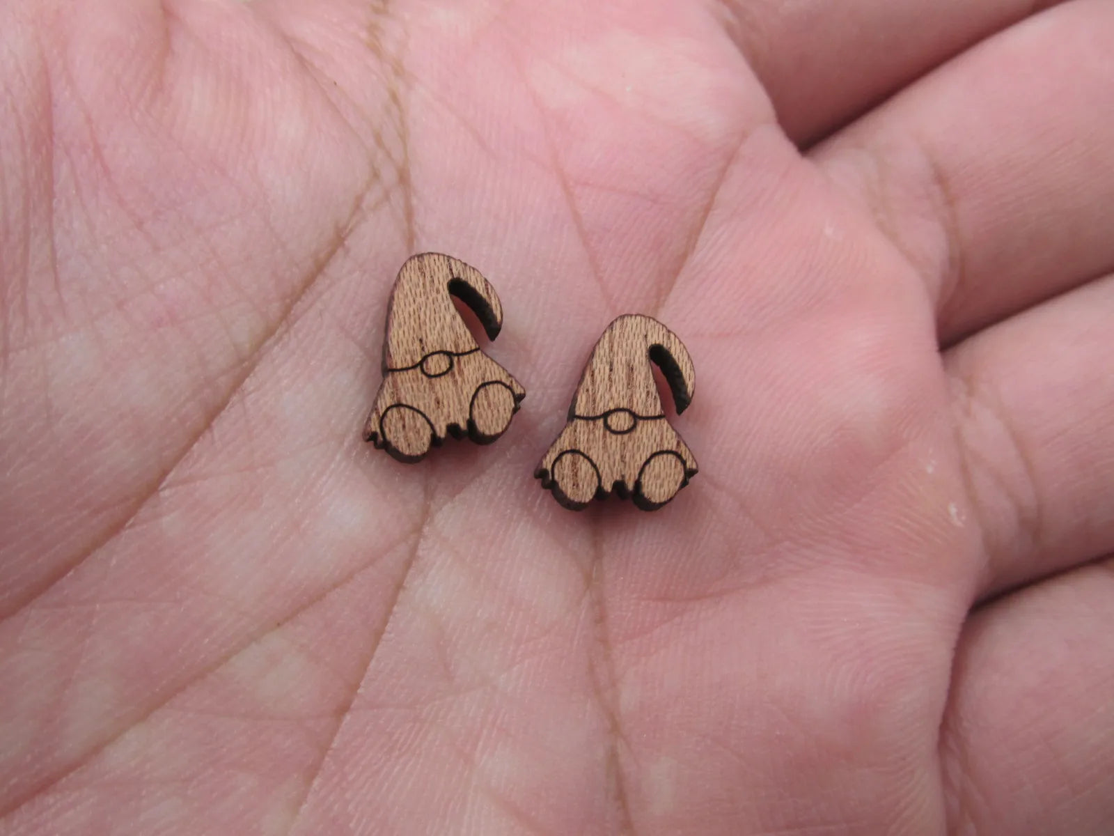 5 Pair Unfinished Blank MINI Wood Cabochon Christmas Gnomes Wooden Cutout Shapes For DIY Stud Earrings Supplies