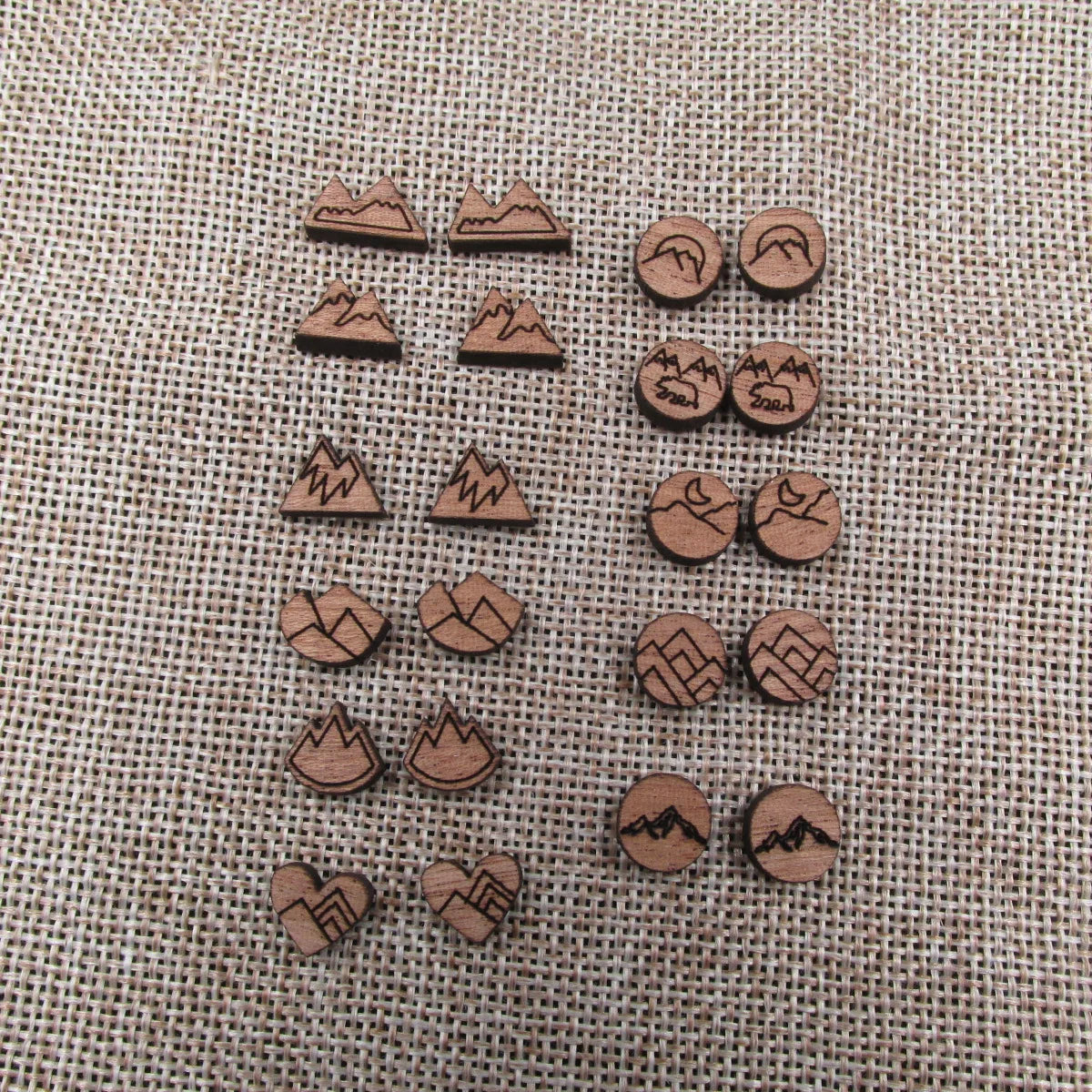 Unfinished Laser Engraved Wooden Mountain Cabochon Charms For Handmade DIY Craft  Earring Stud  Jewerly