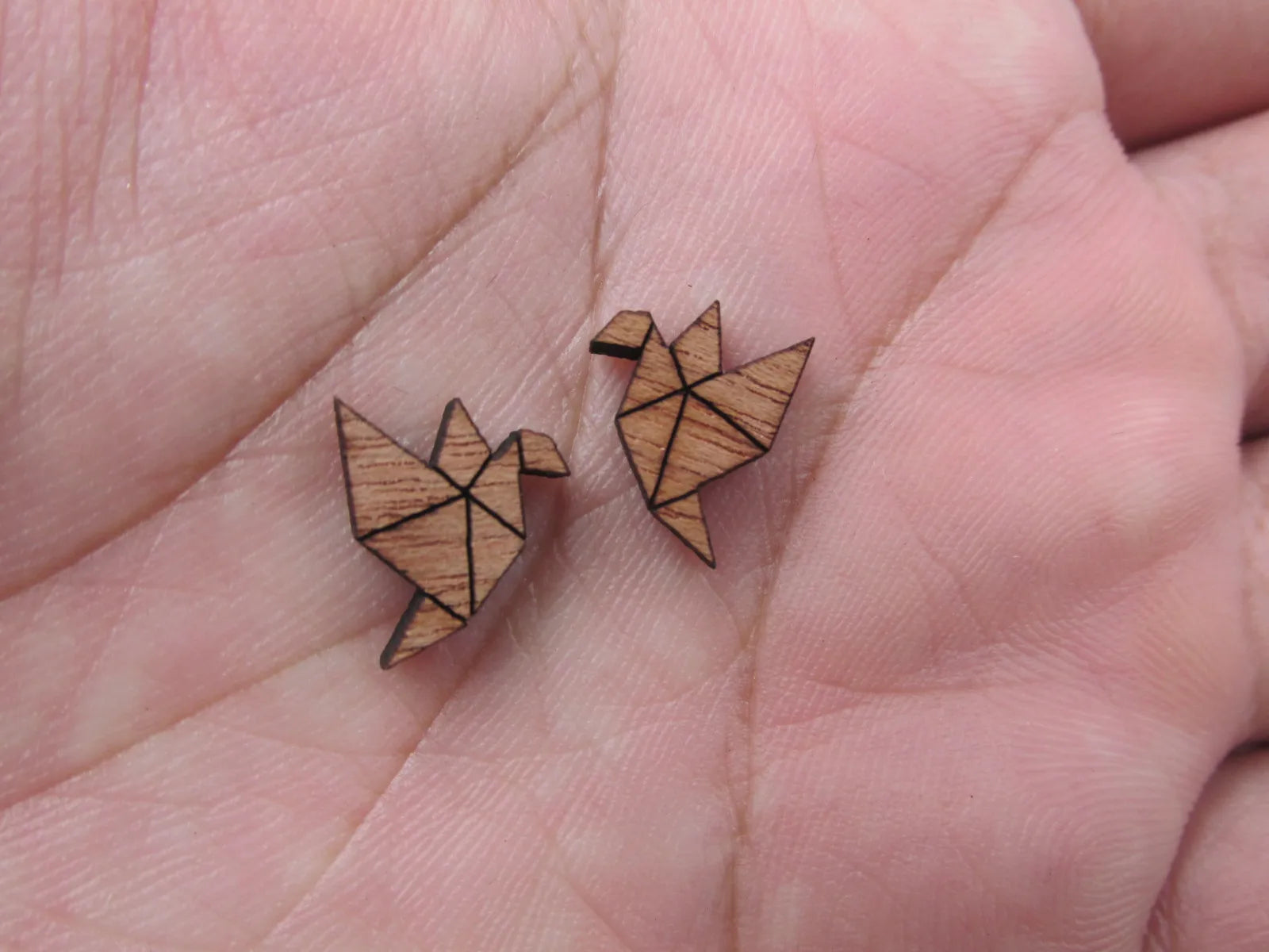 5 Pair Origami Paper Crane Unfinished Blank Wood Cabochon Animal Birds Wooden Cutout Shapes For DIY Stud Earrings Supplies