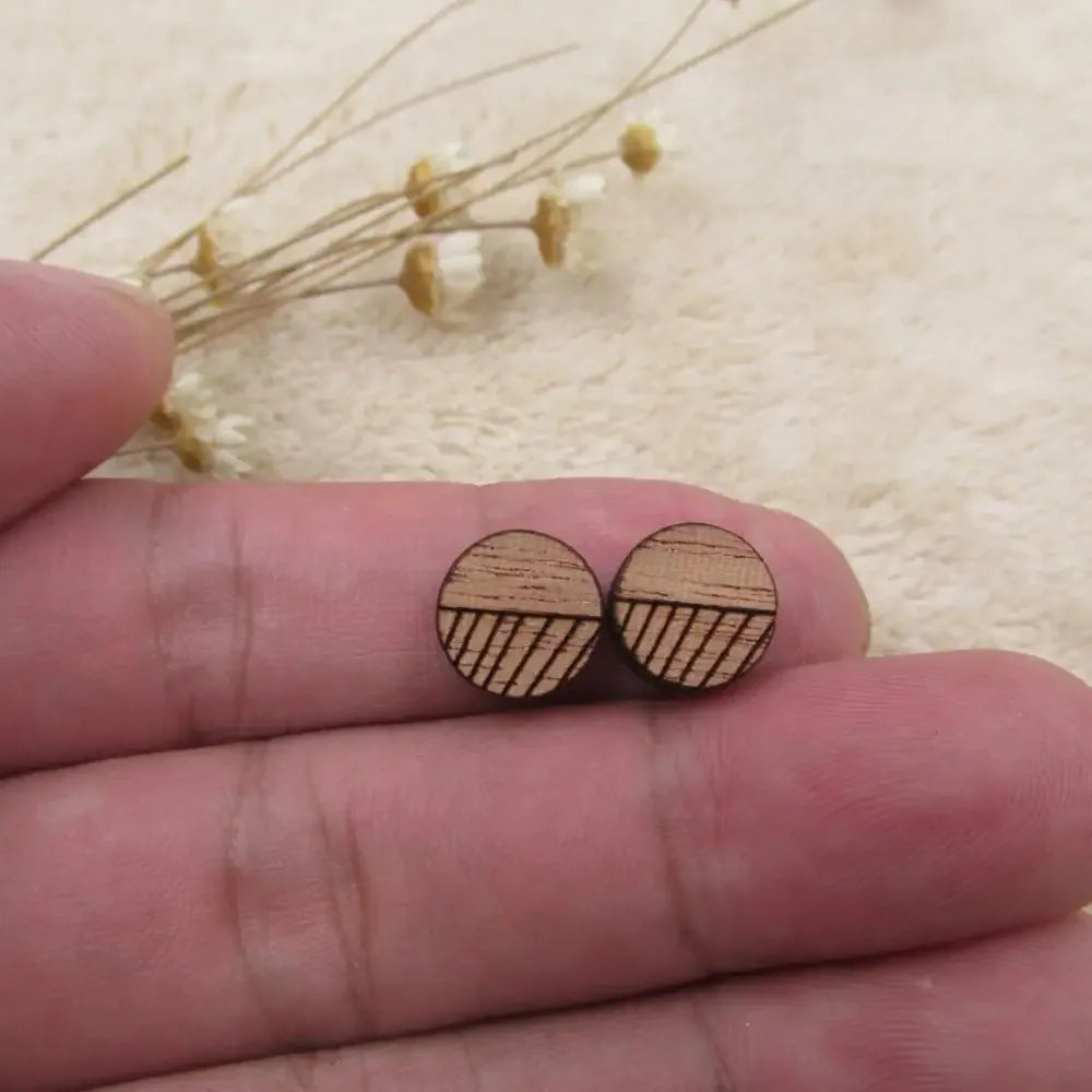 Unfinished Blank Solid Wooden Geometric Circle Round Shapes For DIy Wood Crafts Stud Earrings Accessories Jewelry Making Proj