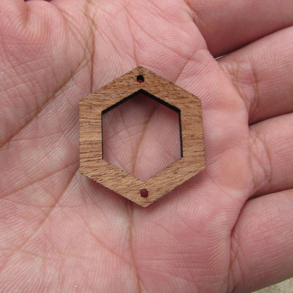 6pcs Unfinished Blank Wooden Hexagon Wood Shape Cutout Necklace Earring Pendant Connector For  DIY Making Jewelry