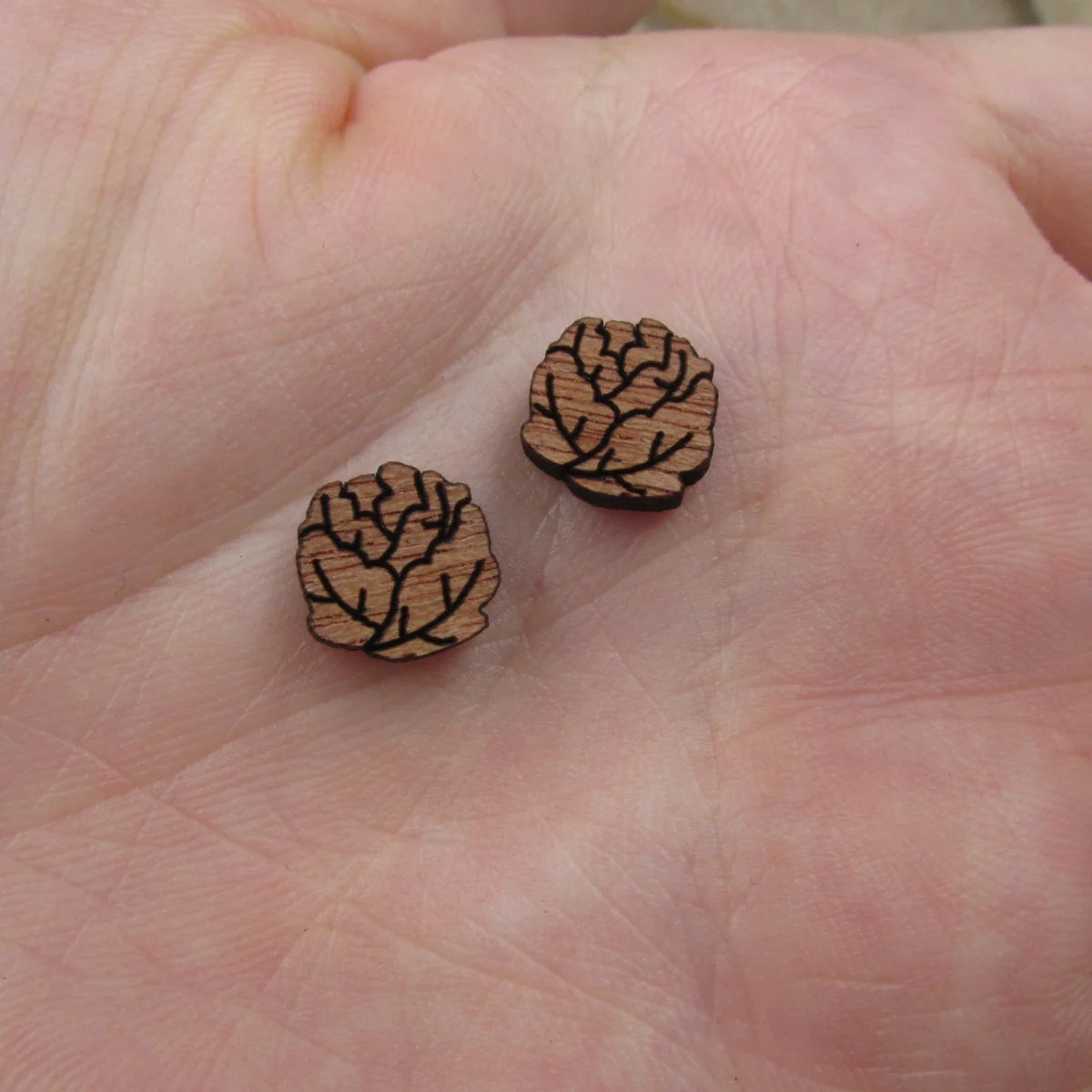 5 Pair Unfinished Blank Wooden Broccoli Cabochon Wood Greens Vegetable Leaf Shape Cutouts For DIY Craft Earring Stud