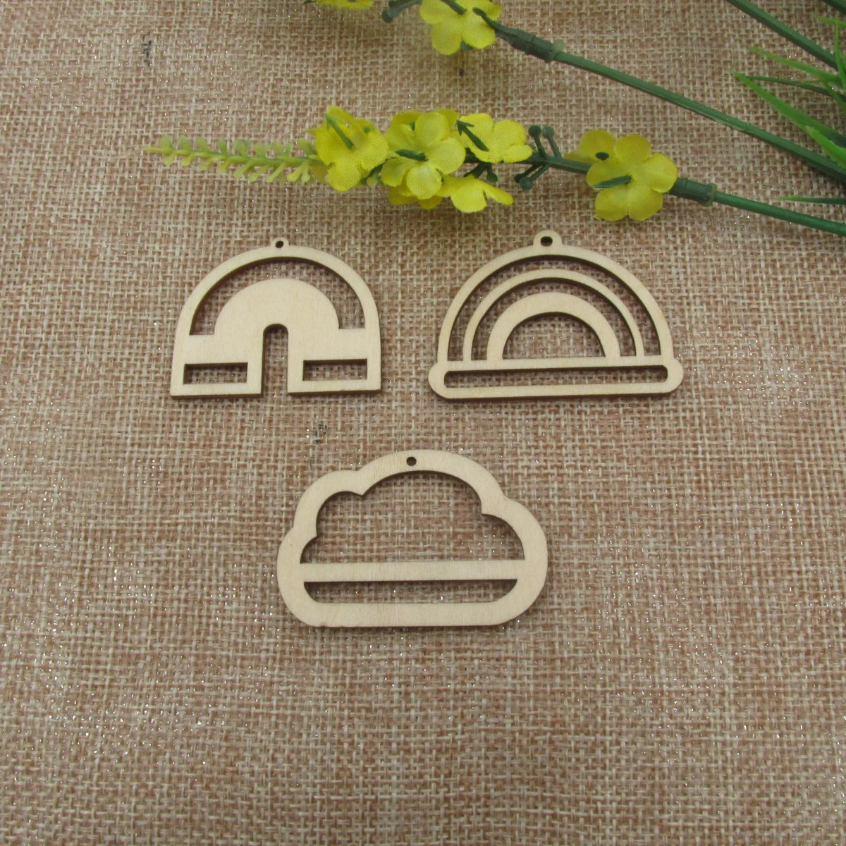 10pcs Unfinished Wood Cloud Macrames Rainbow Shape Cutouts Wooden Macrame For DIY Earrings Findings Jewelry