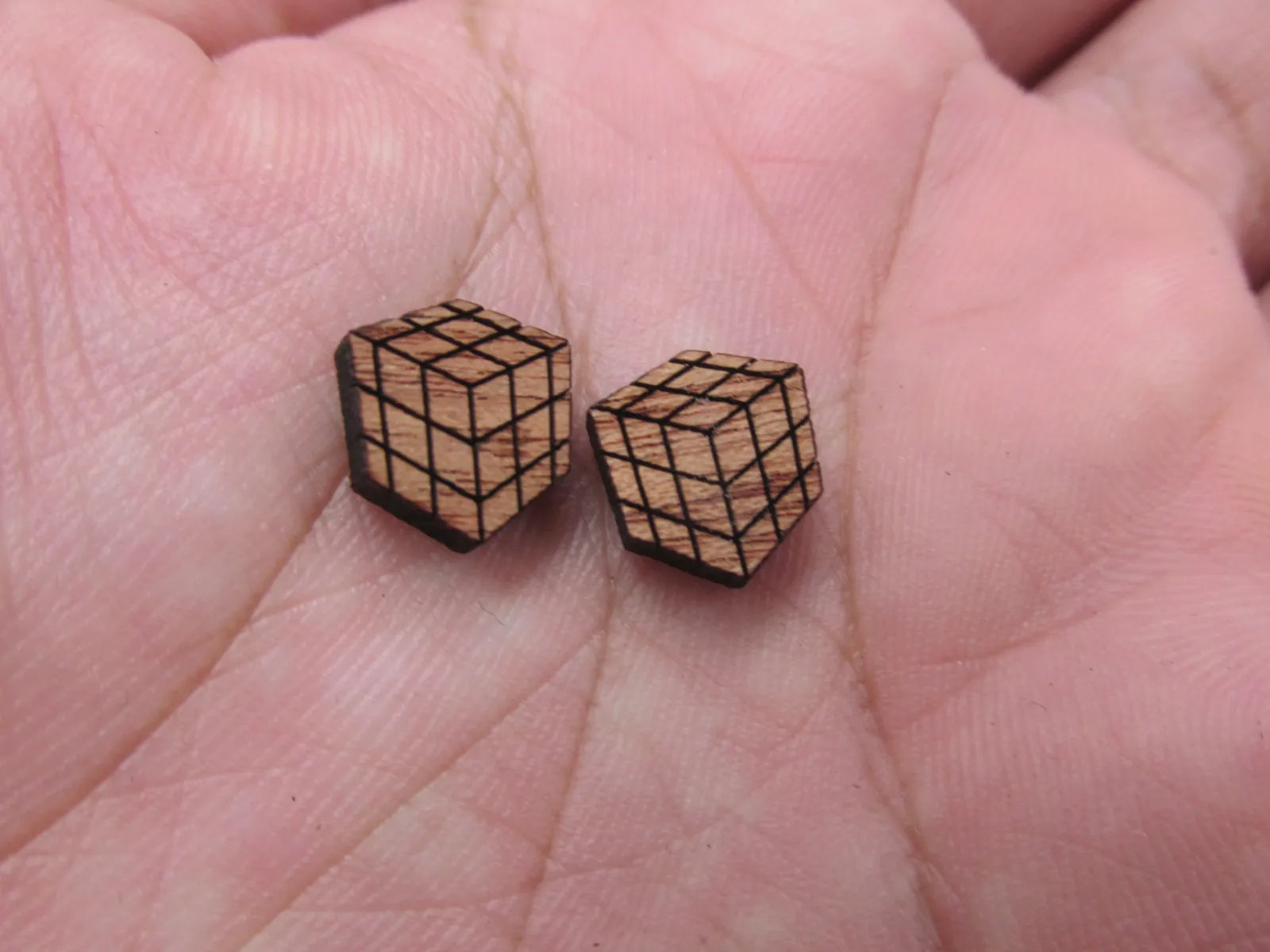 5 Pair Unfinished Blank Wood Cabochon Dice Cube Game Wooden Cutout Shapes For DIY Stud Earrings Supplies