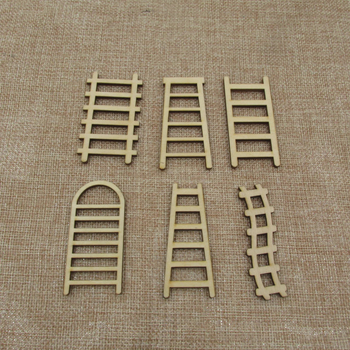 10Pcs Mini Wooden Step Ladder, Furniture Tools, Fairy Garden, Miniature Decor, Action Figurine, DIY Crafts, Unfinished Window