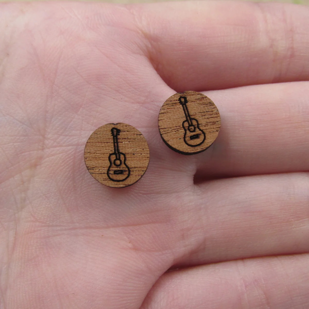 5 Pair Unfinished Blank Musical Wooden Music Note And Guitar Cabochon Charm Wood Shape Cutouts For DIY Craft  Earring