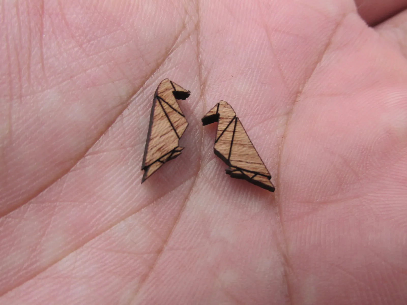 5 Pair Origami Paper Crane Unfinished Blank Wood Cabochon Animal Birds Wooden Cutout Shapes For DIY Stud Earrings Supplies