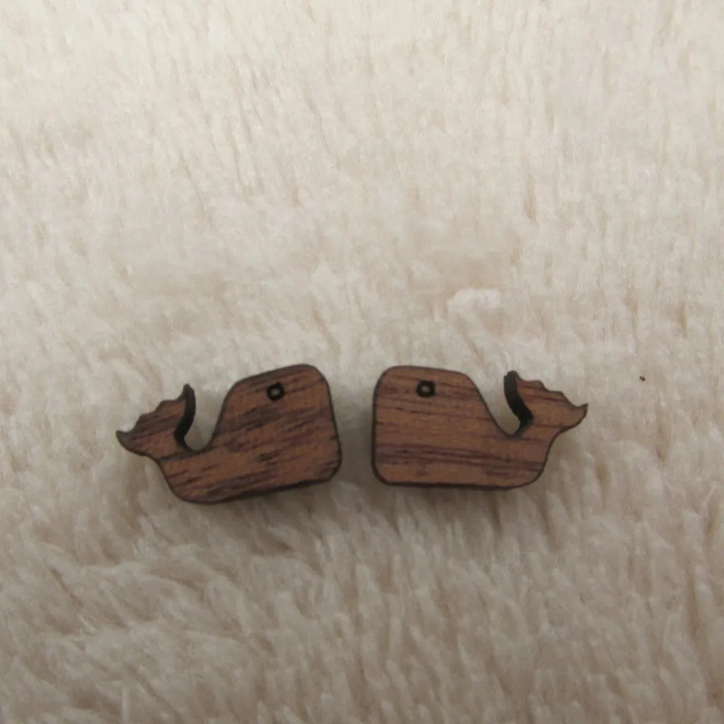 Laser Cut Unfinished Wooden Cabochon, Sea Animal whale, Jewelry Accessory for DIY Handmade Earring, Stud Pin