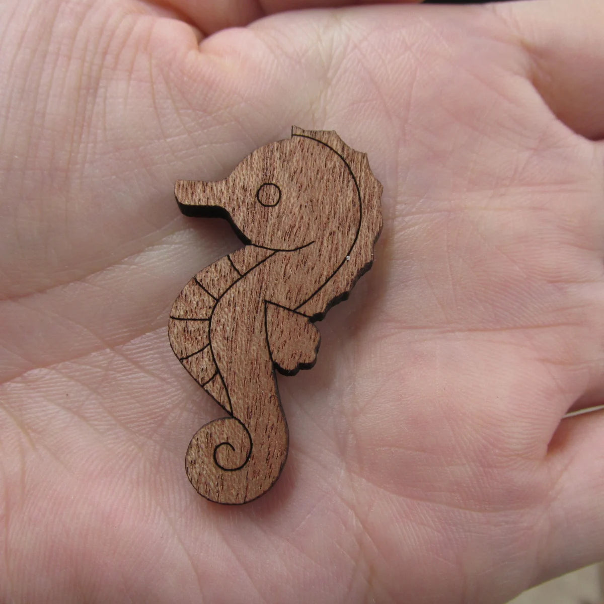 3 Pair Unfinished Ocean Animal Wooden Sea Horse Shape Cutout For Brooches Pin Magnet Pendant Jewerly Diy Making
